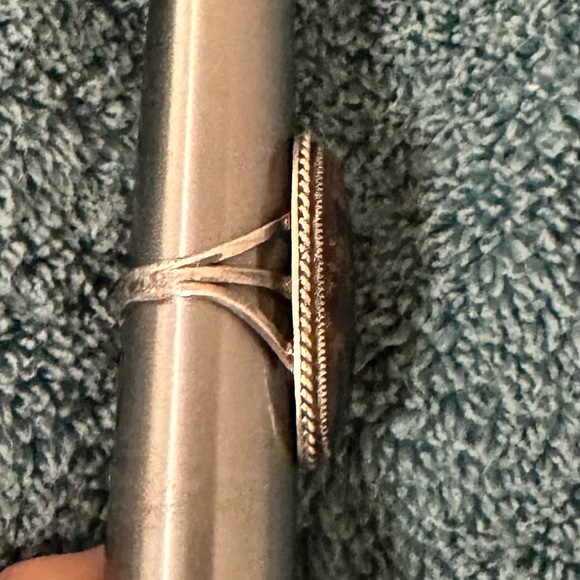 Vintage Native American Petrified Wood & Sterling Silver Ring size 6 - Picture 2 of 6